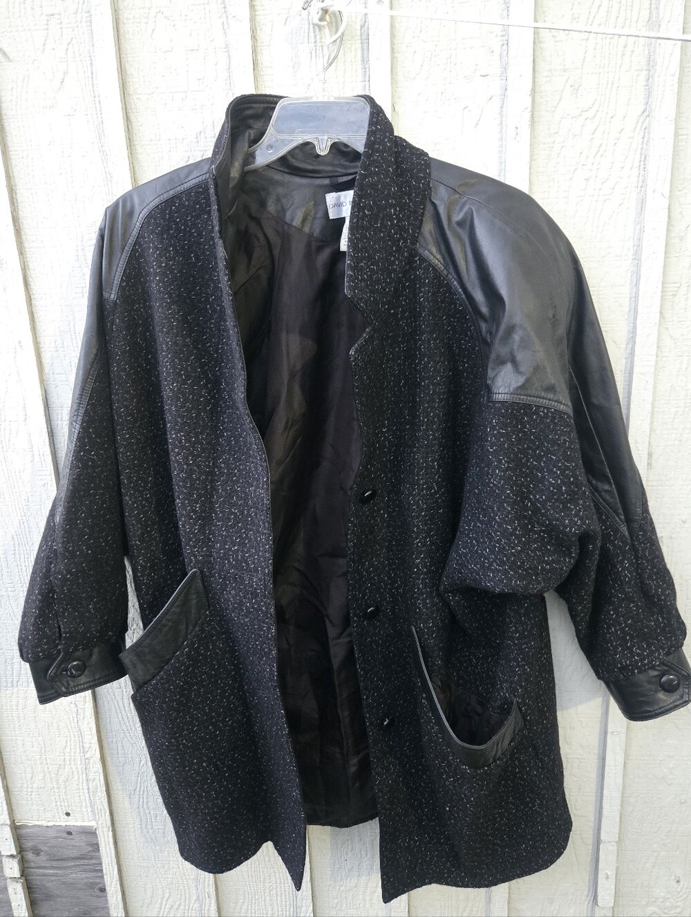 Vtg 90s David Benjamin Wool & Leather Statement Jacket